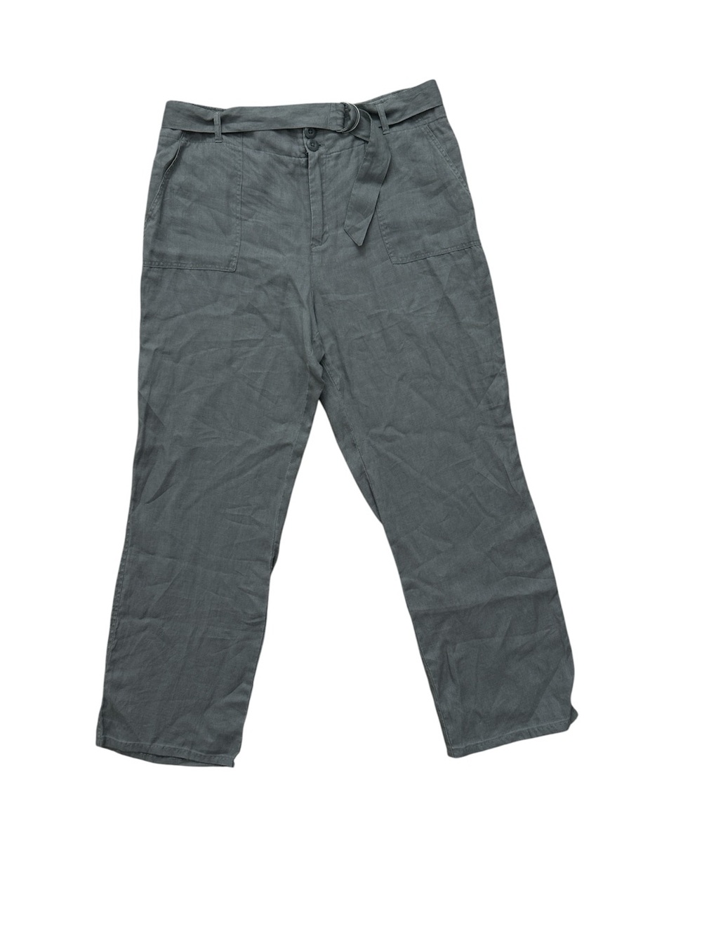 Tahari 100% Linen Gray Tie Waist Pants Size 12